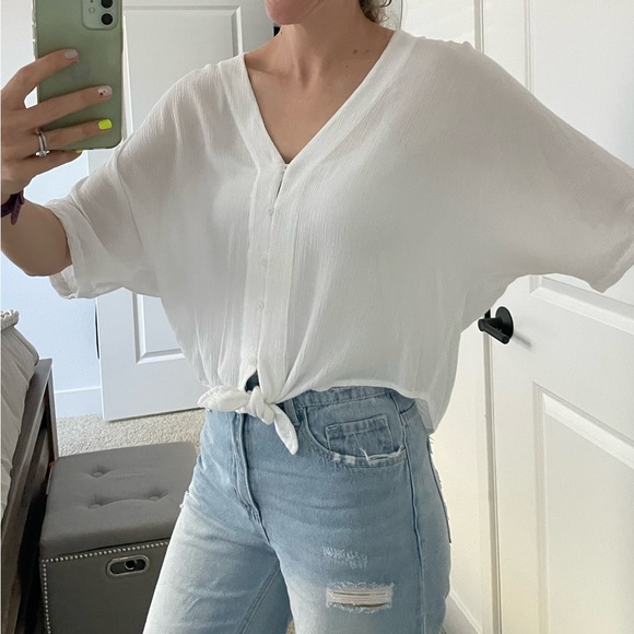 Express Tie Front Flowy Shirt Sz. S - Picture 2 of 6